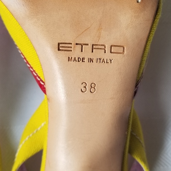 3 for $65! ETRO Floral Heels Slingbacks Euro US 8 - Picture 7 of 8